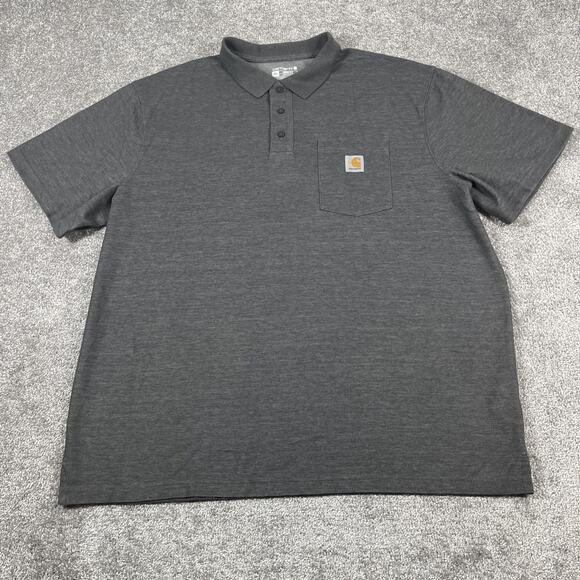 Carhartt Polo Shirt Mens XXL Loose Fit Workwear Pocket Short Sleeve Gray2XL - Picture 2 of 8